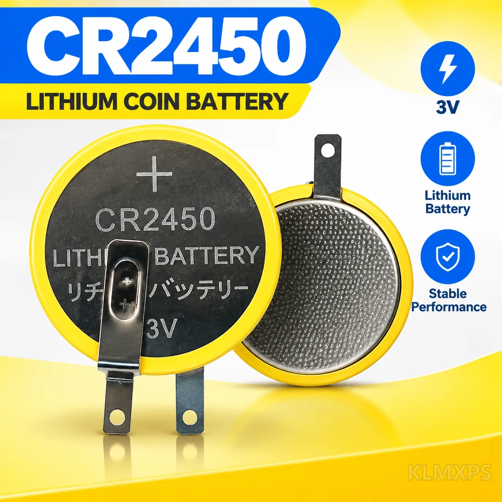 Lithium Coin Cell Battery CR2450 2450 3V 2PCS with Welding Pins for Motherboard Rice Cooker Electronic Replacement Battery