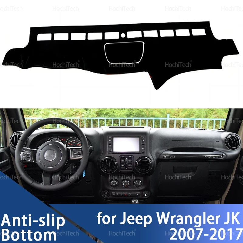 Car Dashboard Cover Mat for Jeep Wrangler JK 2007-2017 Sun Shade Pad Instrument Panel Carpets Anti-UV Car Accessories LHD RHD