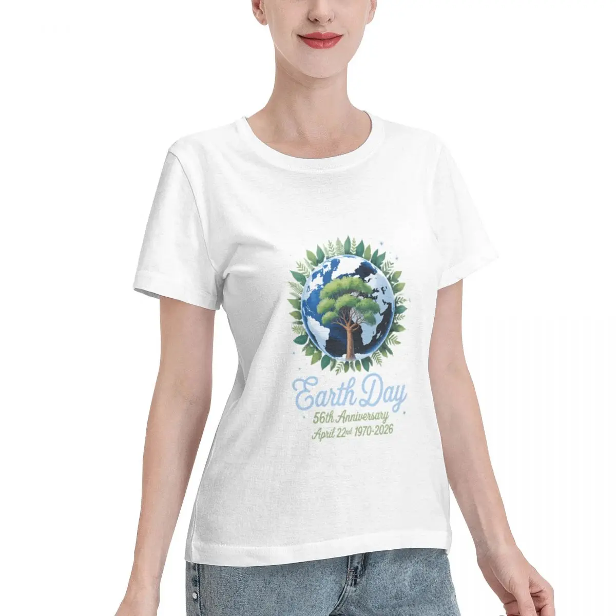 Wardrobe Essential Earth Day 2026 55th Anniversary Earth Day Women's T-shirt Gothic Solid Color Tee