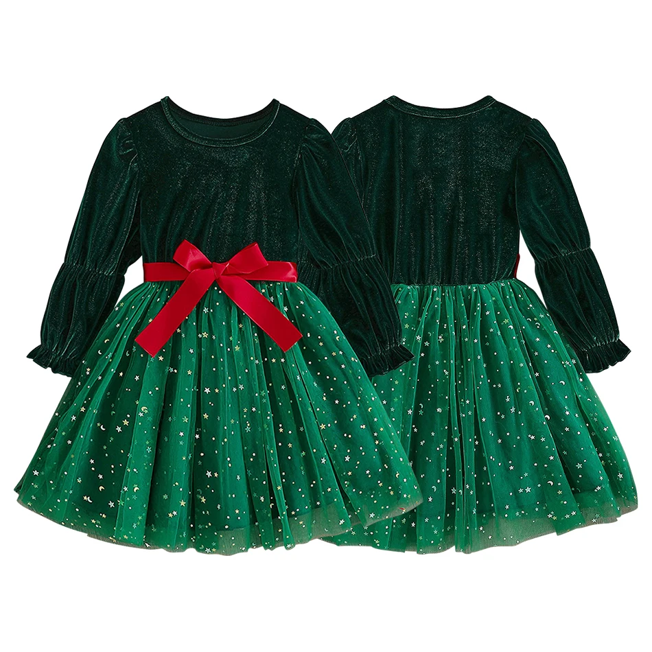 

Детское бальное платье Navidad для вечеринки, юбка, весенне-осенняя детская одежда, платья принцессы для девочек, рождественский подарок, сетчатое платье с принтом для маленьких девочек