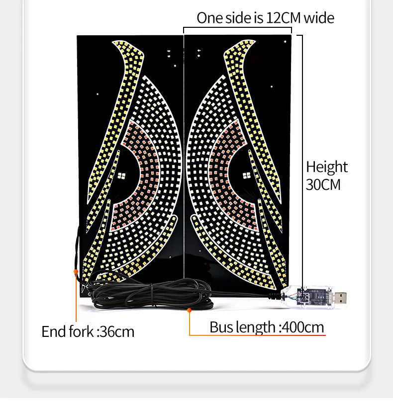 سيارة خفيفة بعيون الشيطان الديناميكية USB مناسبة لتزيين نافذة الشاحنة والإضاءة. ماتيري ديناميكية للزجاج الأمامي للسيارات #5