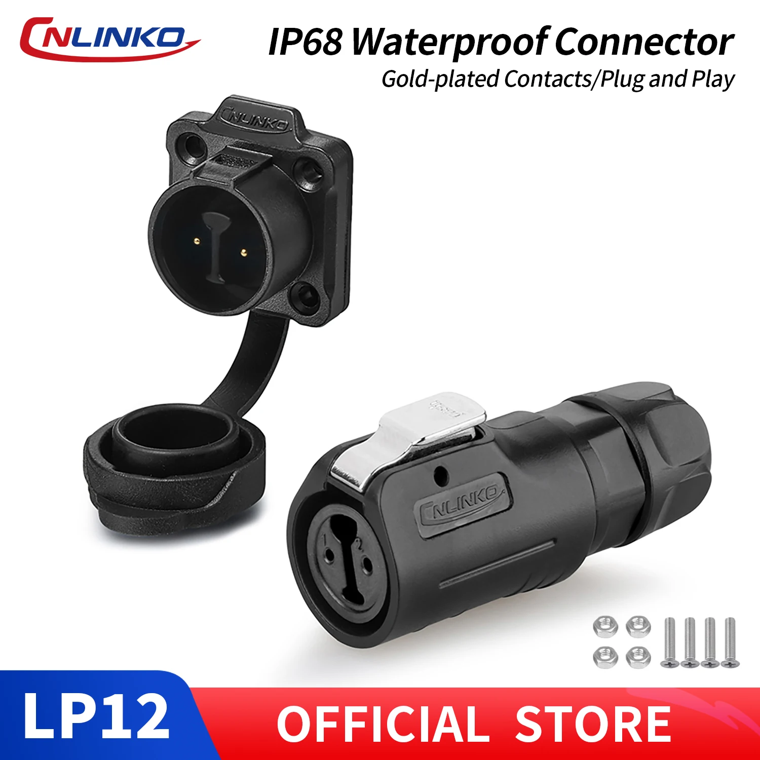CNLINKO 2/3/4/5/6/7/8 Pin M12 Waterproof Connectors Quick Electrical Connector Female Plug Male Socket for Outdoor Equipment