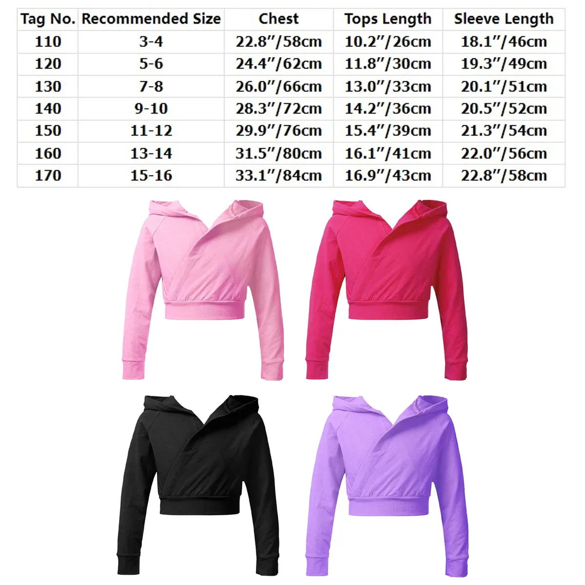 Girls Ballet Top Shrug Kids Fashion Long Sleeve Hoodie Dance Cover Up Cardigan Wrap Cotton Leotards Dancewear Coat Jacket