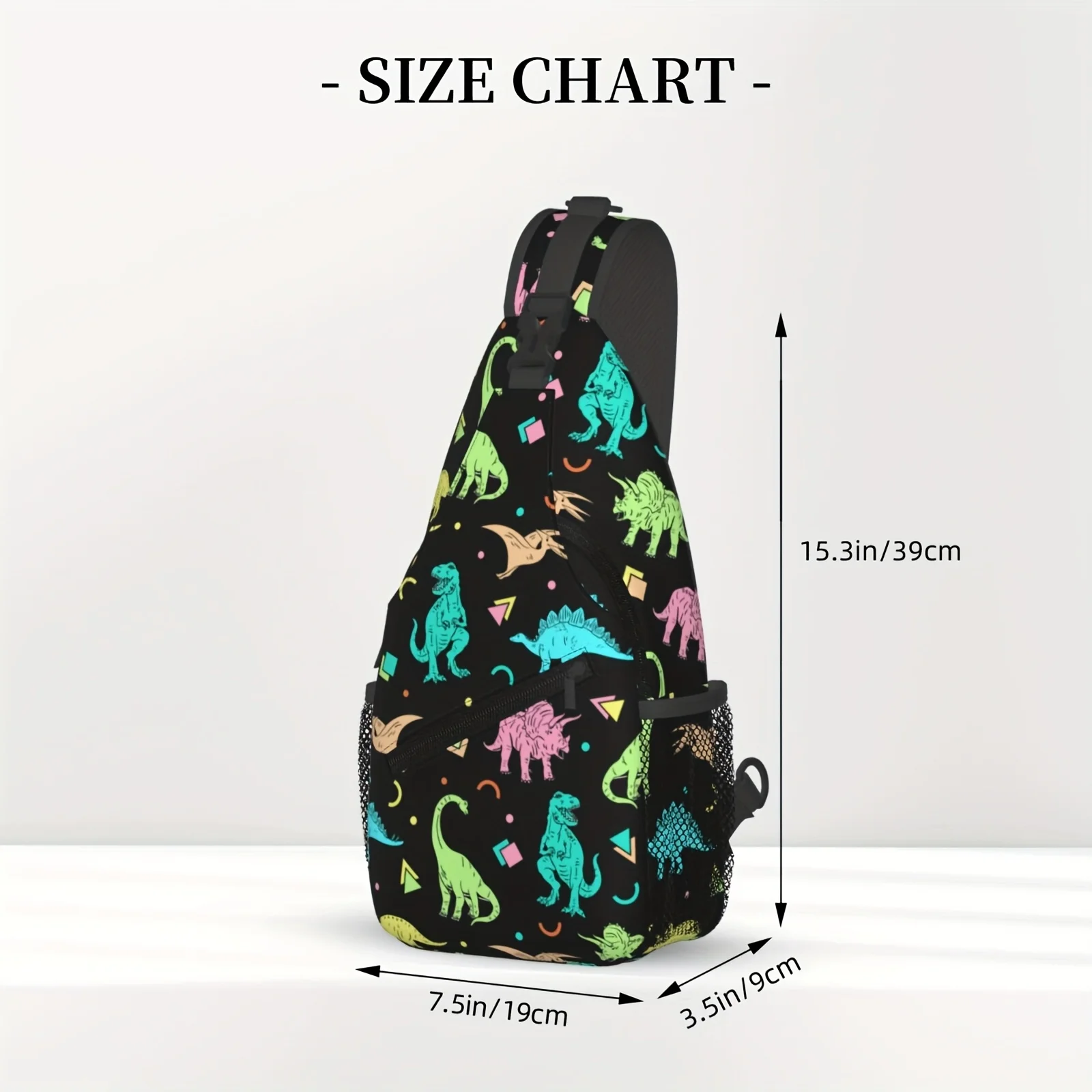 Colorful Cartoon Style Dinosaur Crossbody Chest Bag Shoulder Bag Folding Large Capacity Fashion Durable For Shopping Work