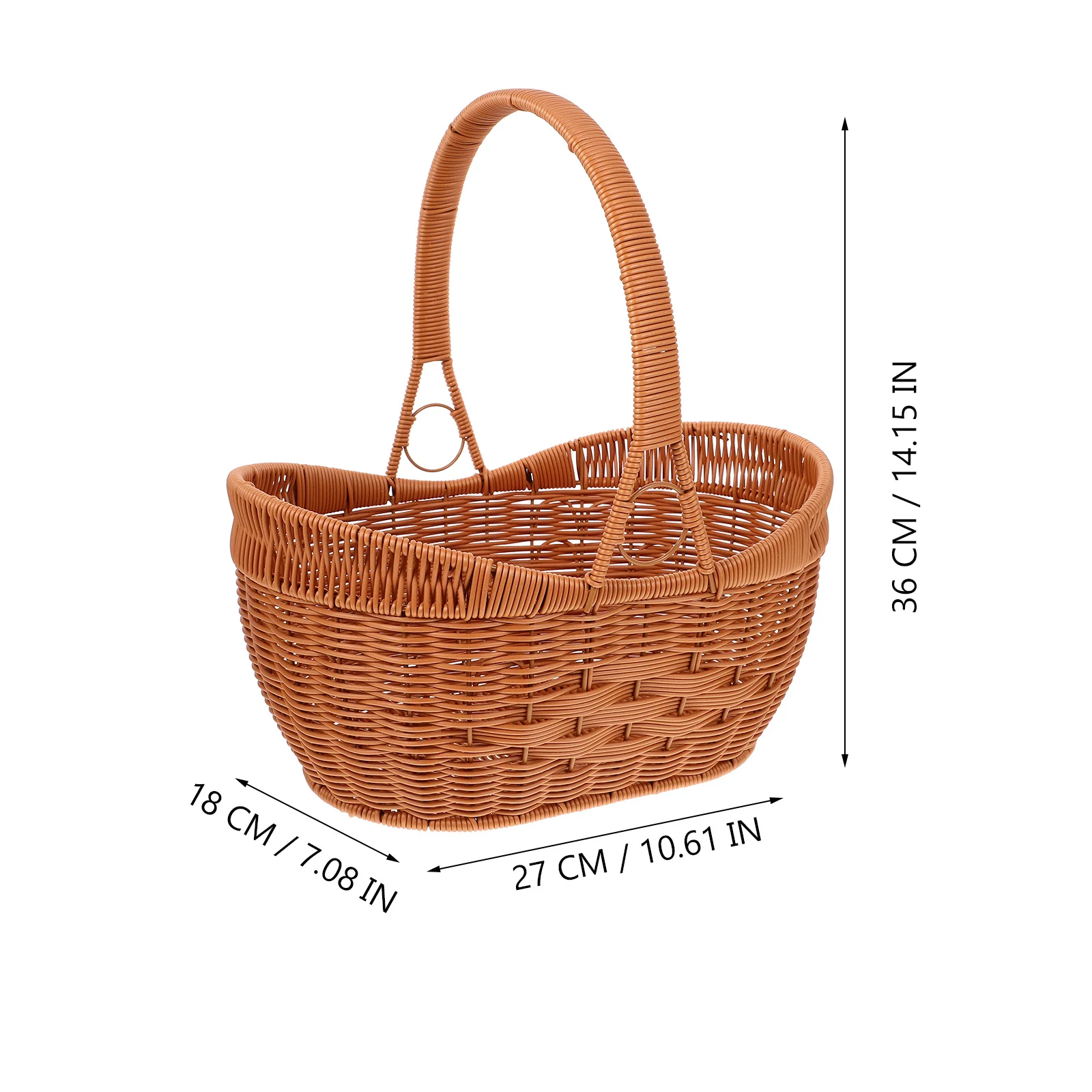 Unique Yuanbao Picnic Basket Faux Rattan Handheld Large Capacity Outdoor Storage Fruit Vegetable Basket Kitchen Essential