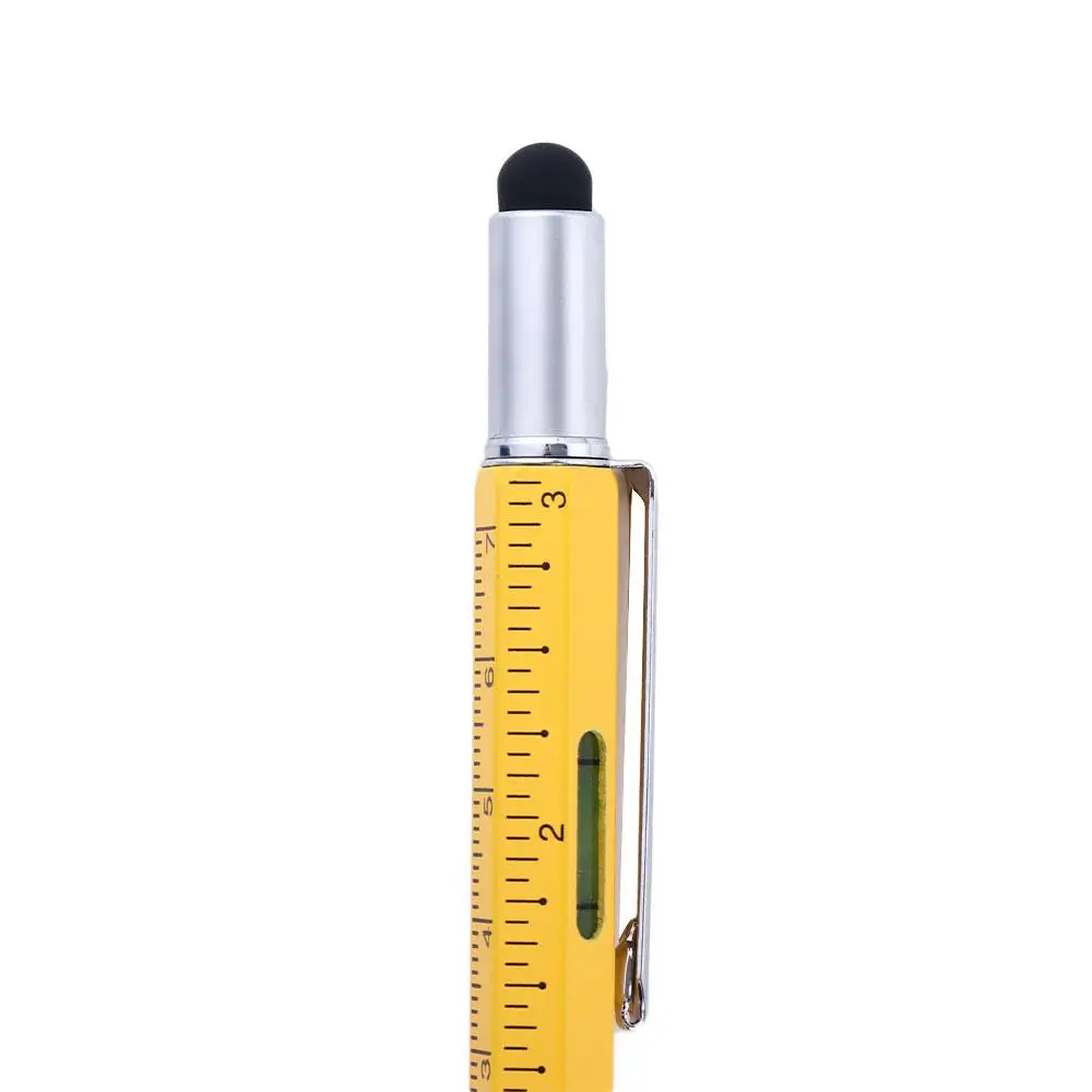 Aluminum 6 in 1 Pen Tool Gadget Level Meter With Scale Cross Screwdriver Flat-blade Screwdriver Capaciative pen Ballpoint Pen