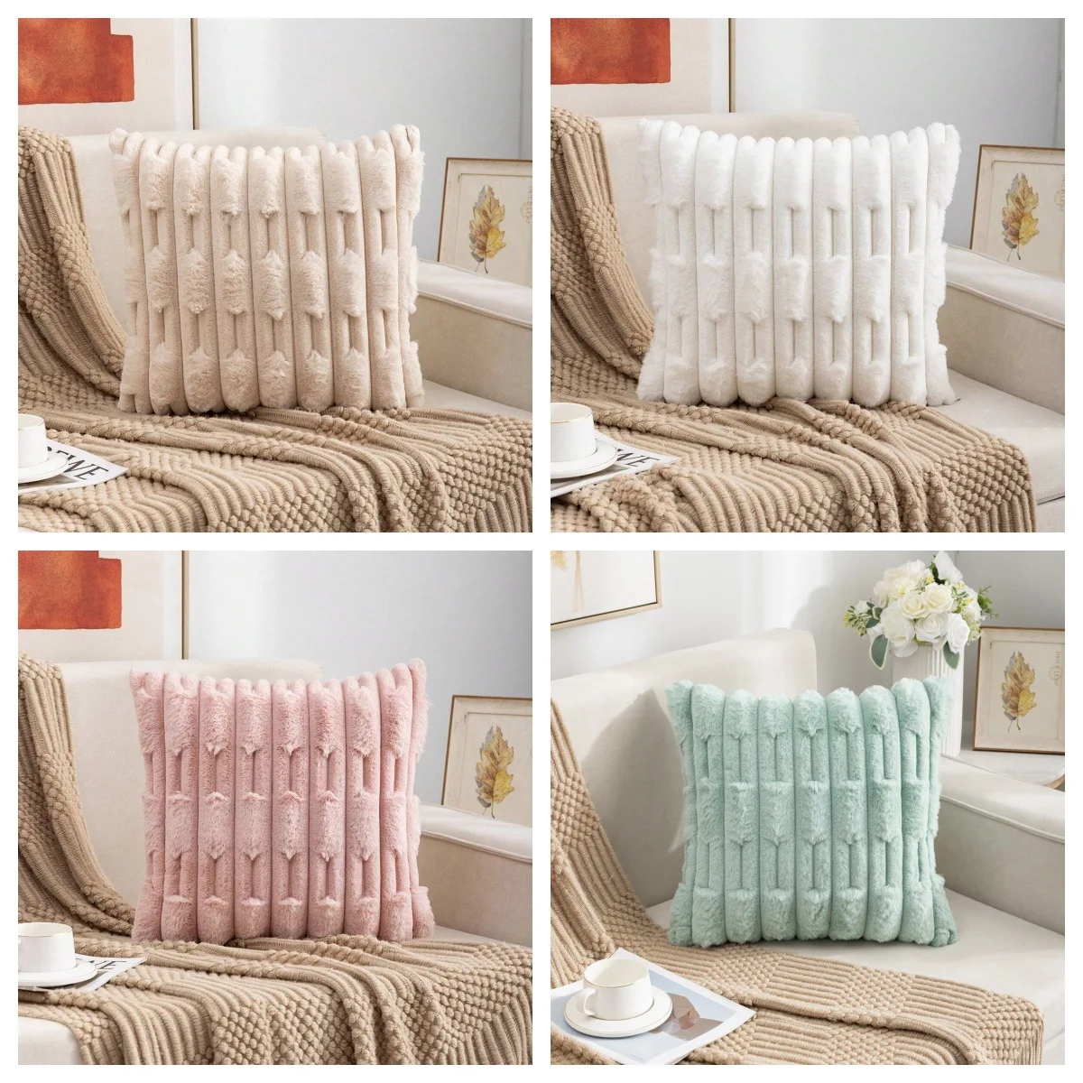 

Bamboo Velvet Pillow Case Modern Simple Pillow Core-free Bedroom Pillow Home Living Room Sofa Cushion Cover