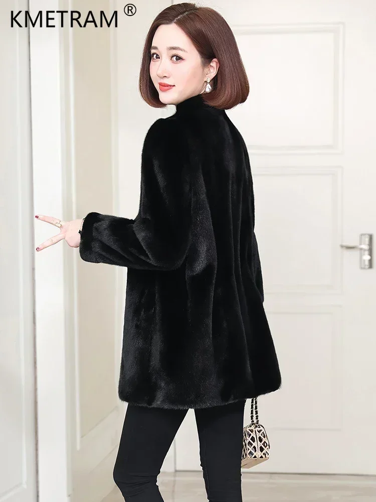 Natural inteiro jaquetas de pele de vison para as mulheres 2024 casaco de pele real das mulheres outono inverno meados longo vintage fino casacos de pele gola