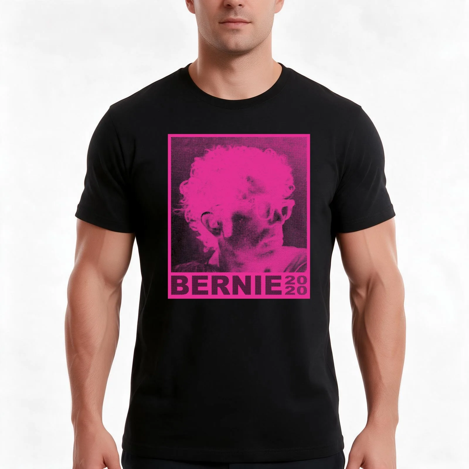 Young Bernie 2020 Halftone Light T-Shirt, Summer Casual Cotton Tee, Oversized Streetwear Tops, Vintage Graphic Print