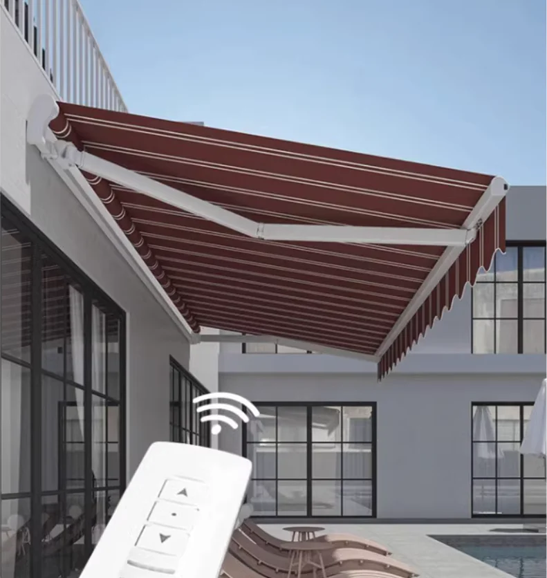 Customized Retractable Acrylic Sail Outdoor Aluminum Awning Sun Shades Canopy Patio 3m 5m White Sun Protection Balcony Rain