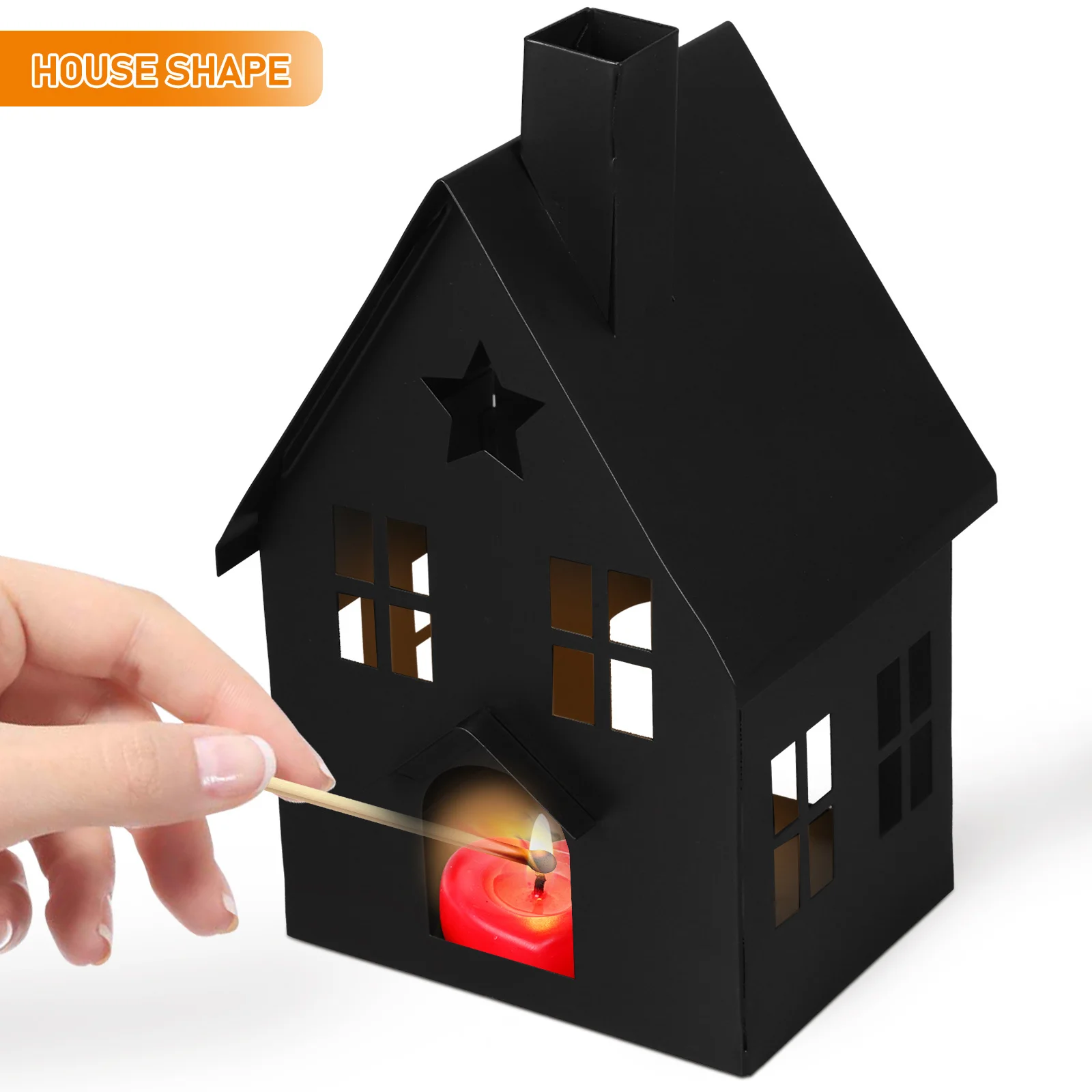 Vintage Breath House Shaped Holder Metal Desktop Candlesticks Home Office Dining Table Centerpiece - Image 4