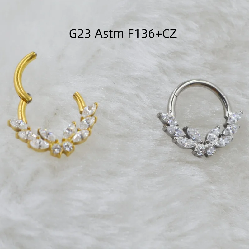 10pcs G23 F136 Titanium Piercing Jewelry Butterfly CZ Nose Hoop Septum Clicker Ring Earring Ear Tragus Helix Diath Cartilage