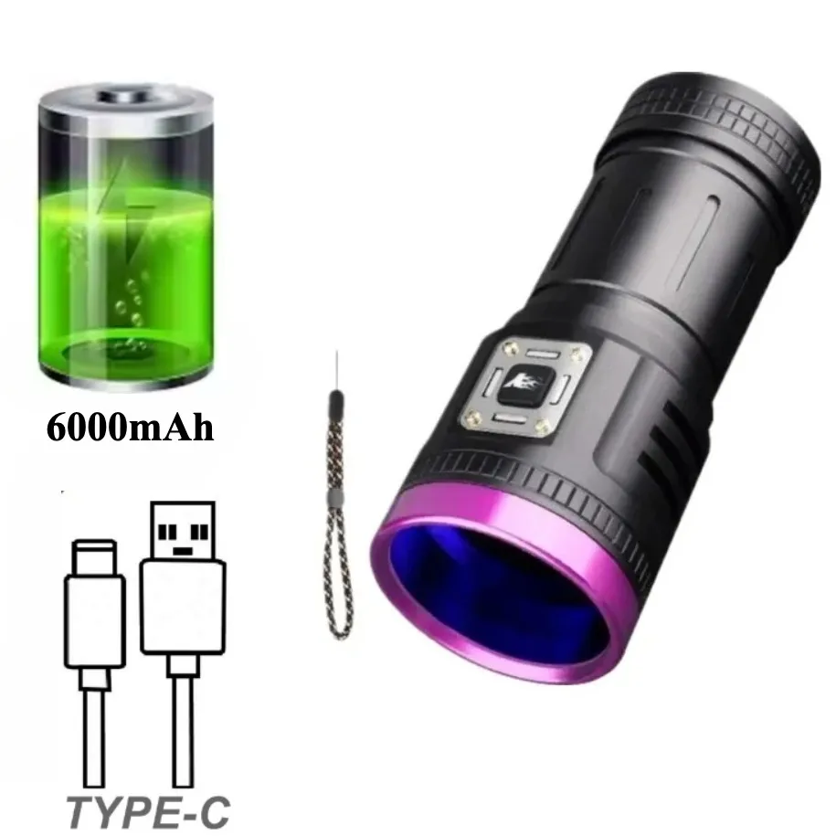 395nmハイパワーuv懐中電灯usb充電式ブラックライトledトーチ、金塊、鉱石、サソリ、蛍光検出器