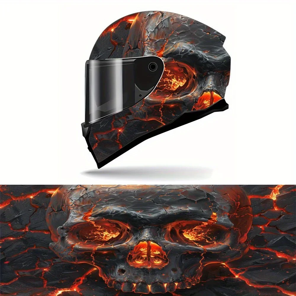 

Melted Slag Skeleton Full Face Helmet Vinyl Wrap Sticker - Waterproof Scratch-Resistant Self-Adhesive PVC Decal For Motorcycle R