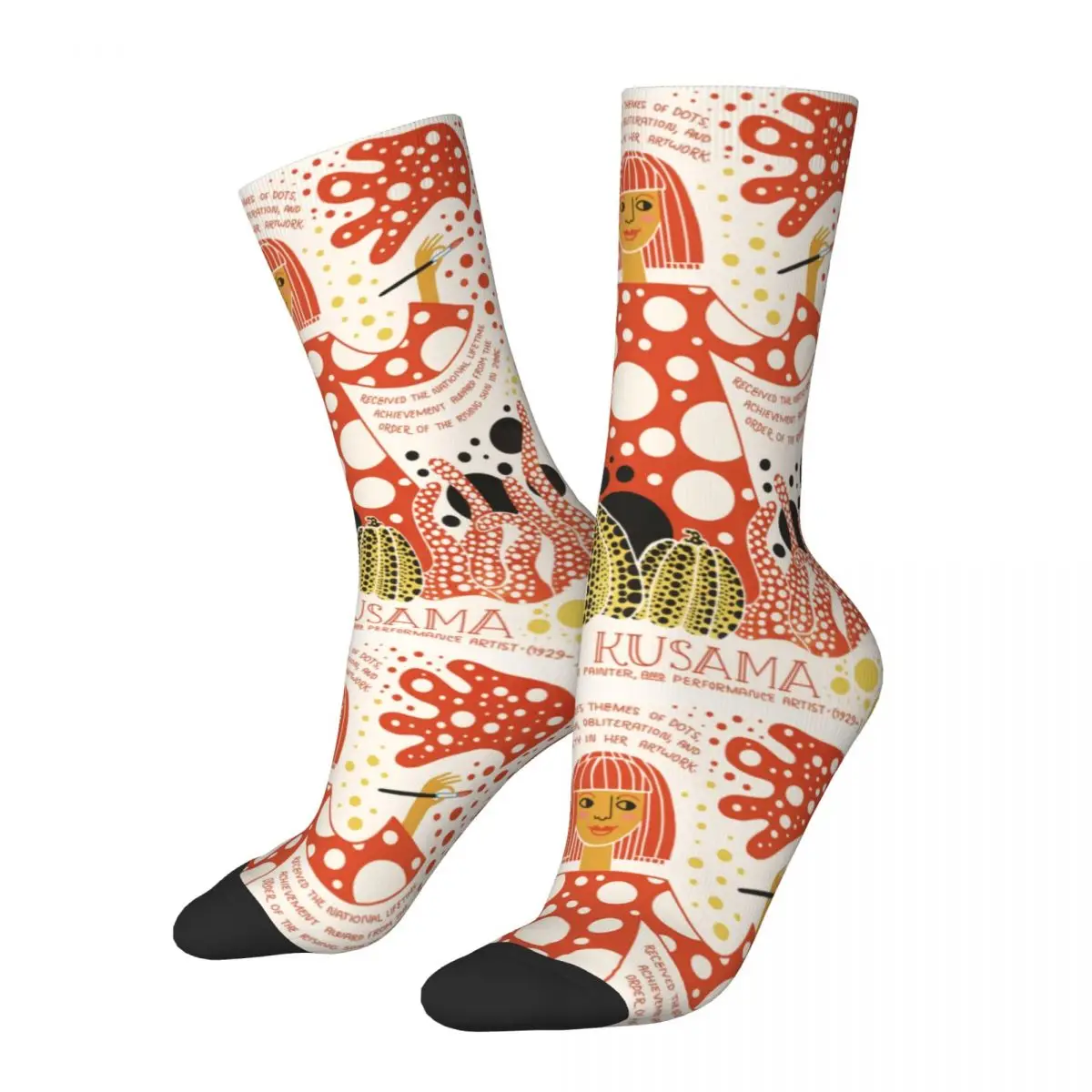 Yayoi Kusama Print Design Crew Socks Merch for Women Compression Stockings