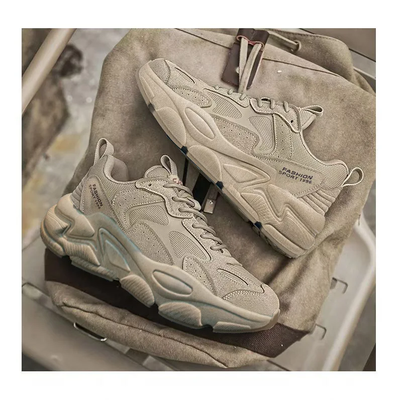 2026 Summer Men's unky Dad Sneakers Breathable Mesh Casual Shoes Thick Sole Streetwear Footwear