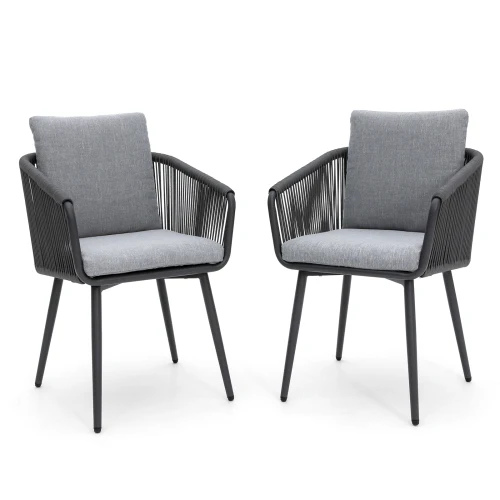 

#Outdoor Patio Dining Chairs All-Weather Waterproof Woven Rope Seating Set 2 Modern Bistro Chairs