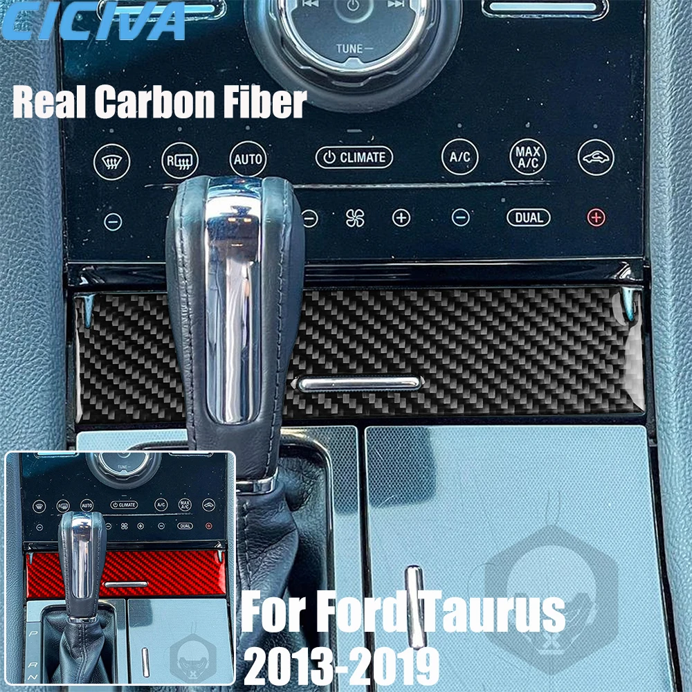 Real Carbon Fiber Car Accessories Cigarette Lighter Trim Cover Soft Sticker For Ford Taurus 2013 2014 2015 2016 2017 2018 2019
