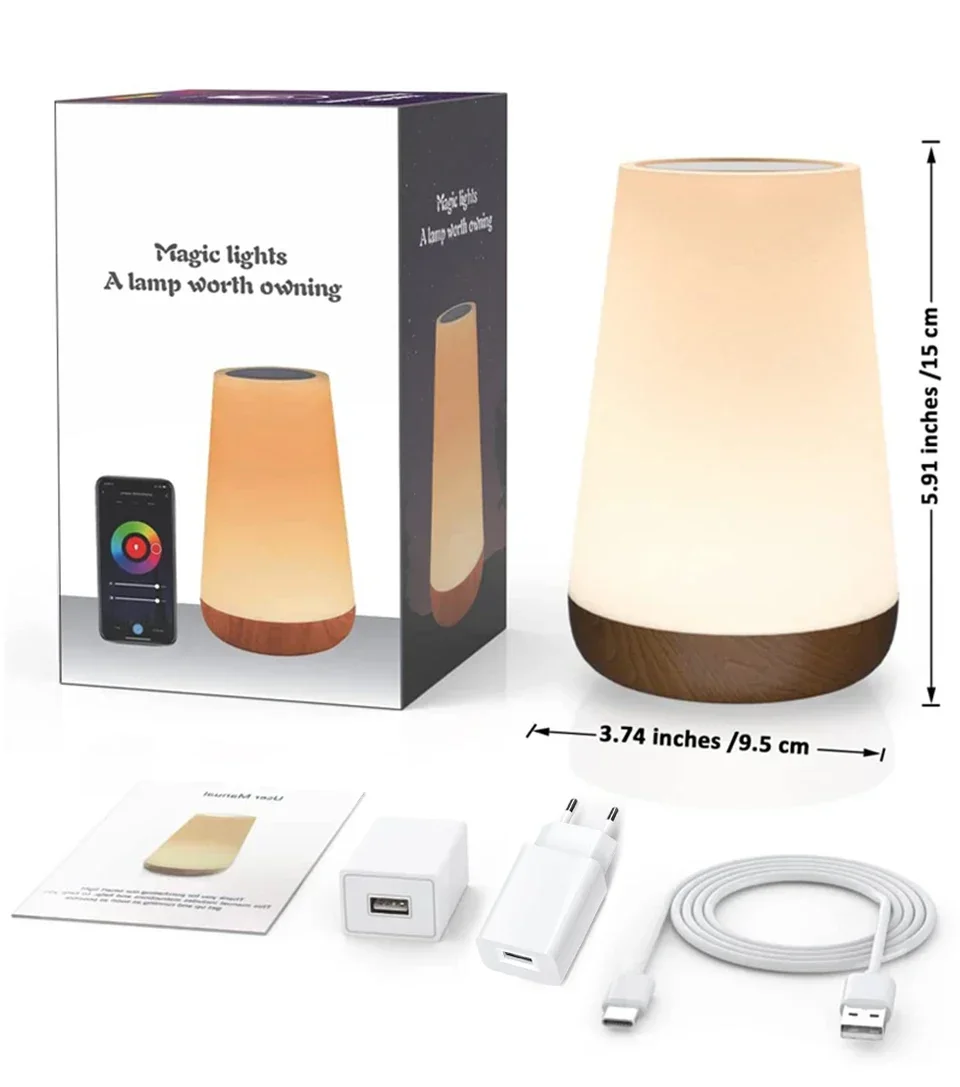 Tuya WiFi Smart Light Bedside Led Night Lights Dimmable Table Lamp RGB Touch Lamp Voice APP Control Google Home Alexa Smartlife