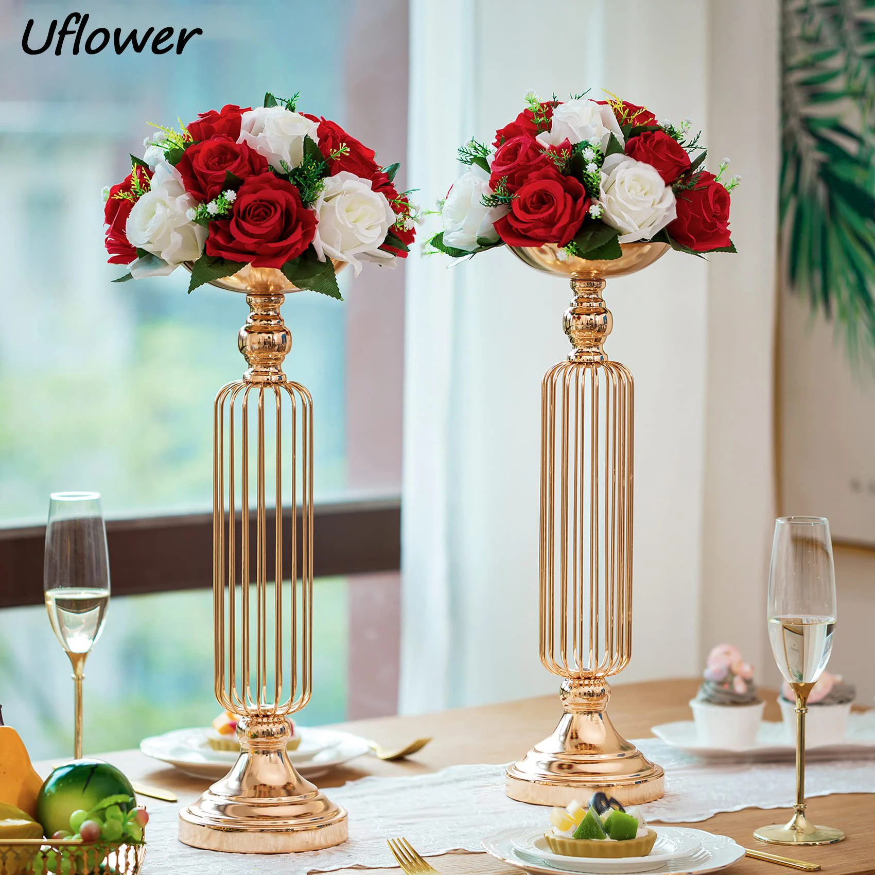 28 cm Rose Künstliche Blumenkugeln Hochzeit Römische Säule Straßenführer Dekorationen Geburtstagsfeier Schöne Mittelstücke Blumenstrauß