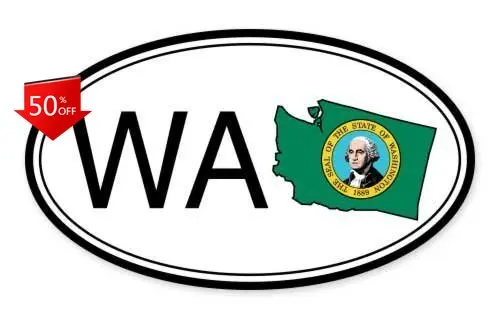 

Washington State Flag Oval Trendy Motor Home Bumper Walls Window Sticker Unique Funny
