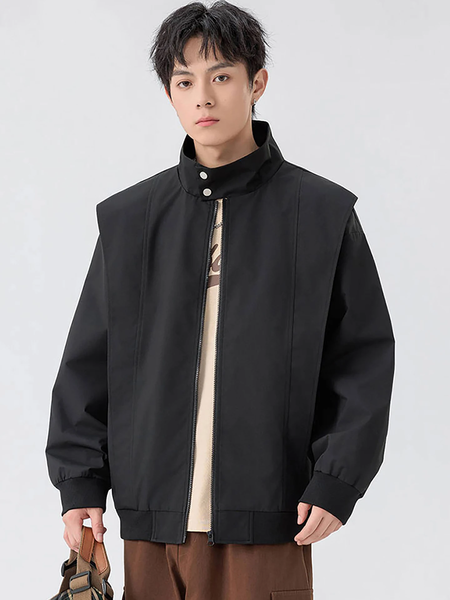 

Spring Autumn Men's Casual Loose Faion Jaet Outerwear American Workwear Sle Decorative 3D Patchwear Ironl Procing