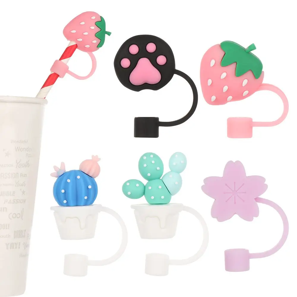 

NEW Creative Silicone Straw Plug Reusable Airtight Drinking Dust Cap Glass Cup Accessories Cartoon Plugs Tips Cover Splash Proof