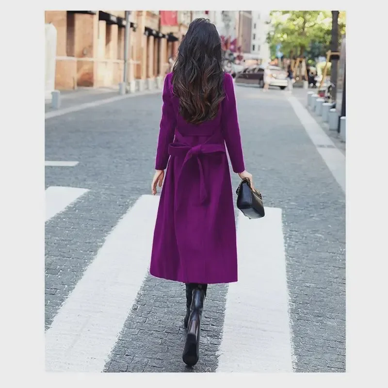 

Korean Version 2025 New Over the Knee Coat Women Extra Long Waist Winter Woolen Coat Long Style Temperament Slim fit Thick fur