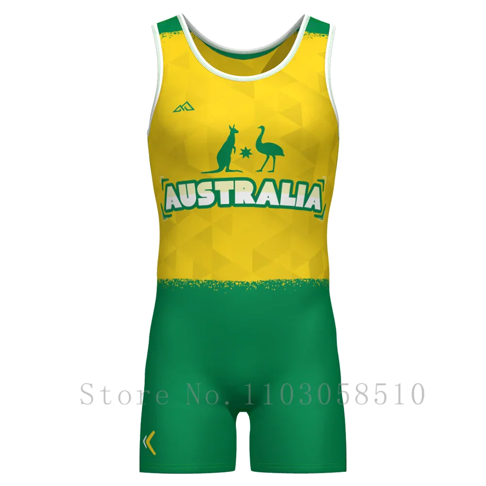 

Wrestling Training Competition Tight Clothes Weightlifting Men One-piece Professional Wrestling Suit Swimming Rowing Running