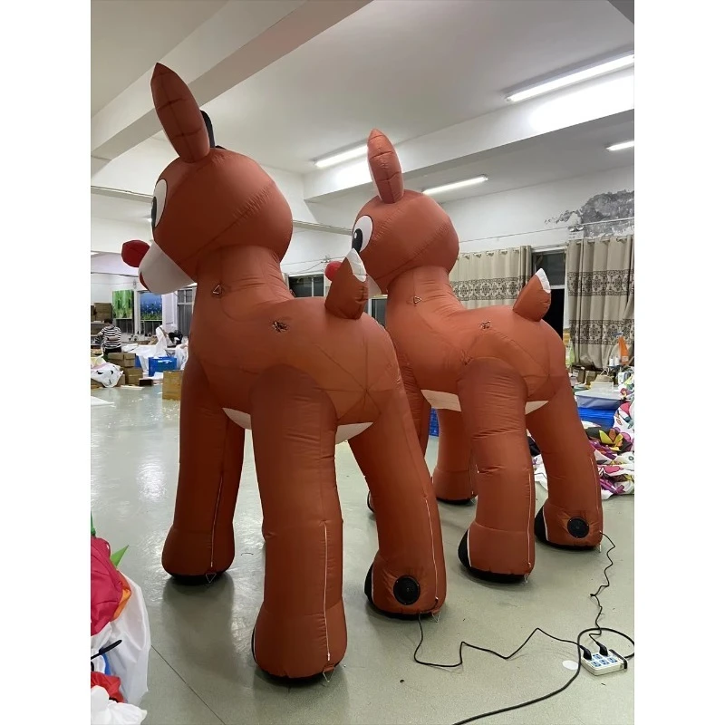 Outdoor Christmas decorations with giant inflatable Christmas deer reindeer