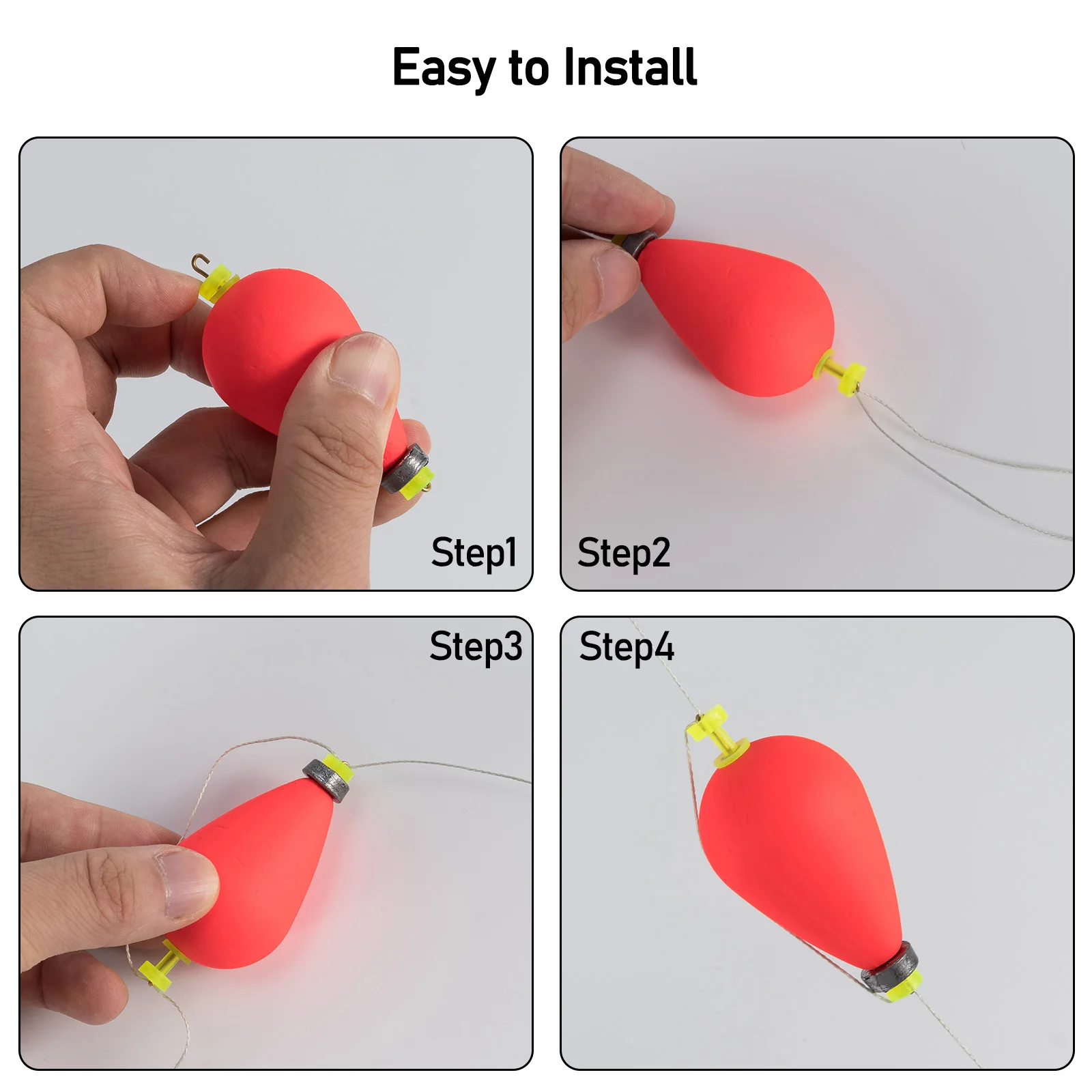 3pcs Fishing Weighted Bobbers Foam Floats Snap-on Pear Shape Buoy Bobber Strike Indicator for Bottom Rig Bass Trout Crappie