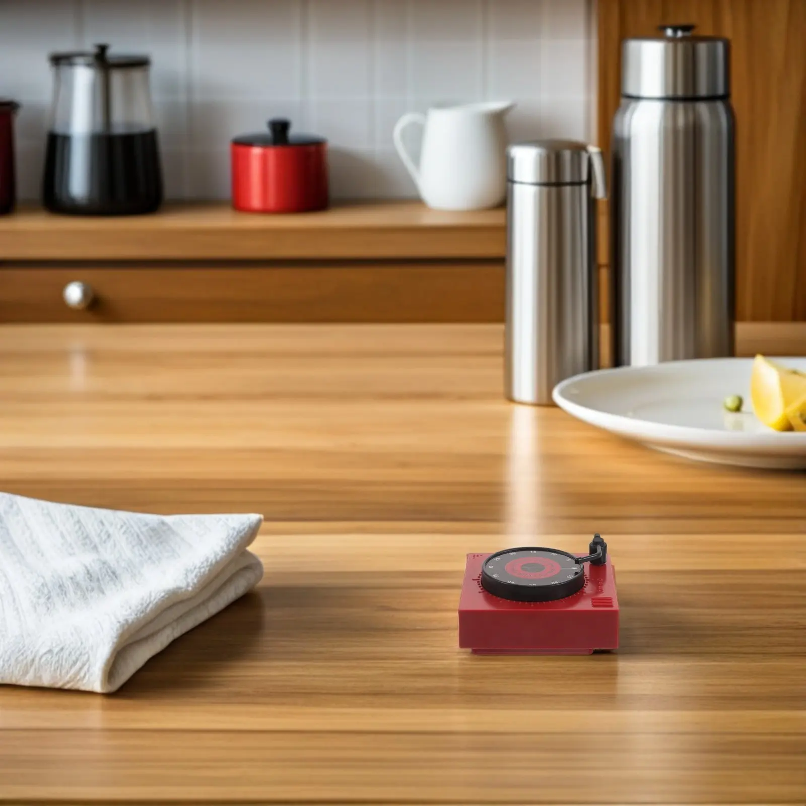 Kitchen Magnetic Timer Retro Vinyl Record Visual Countdown Clock 60 Minute Wind Up Loud Alarm No Battery Cooking Baking Timer