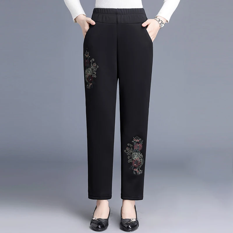 

Модные прямые брюки для женщин среднего возраста, весенне-осенние брюки для пожилых женщин 50 лет, длинные брюки больших размеров