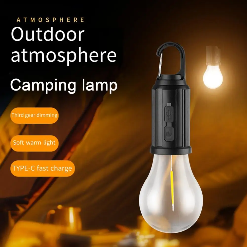 Solar Camping Light Charging Retro Camping Light LED Tungsten Tent Light Bright Flicker Free Waterproof Emergency Lights Bulb