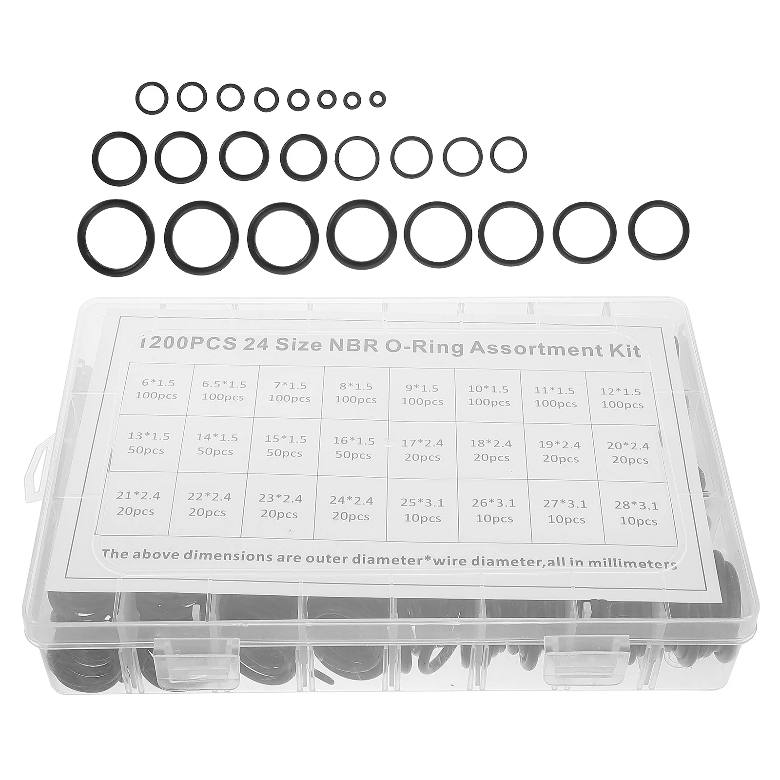 

1200 pcs Sealing Ring Repair Box Gasket Replacement Leak Repair Rings Assortment Seal Rings Pipeline Rubber Auto