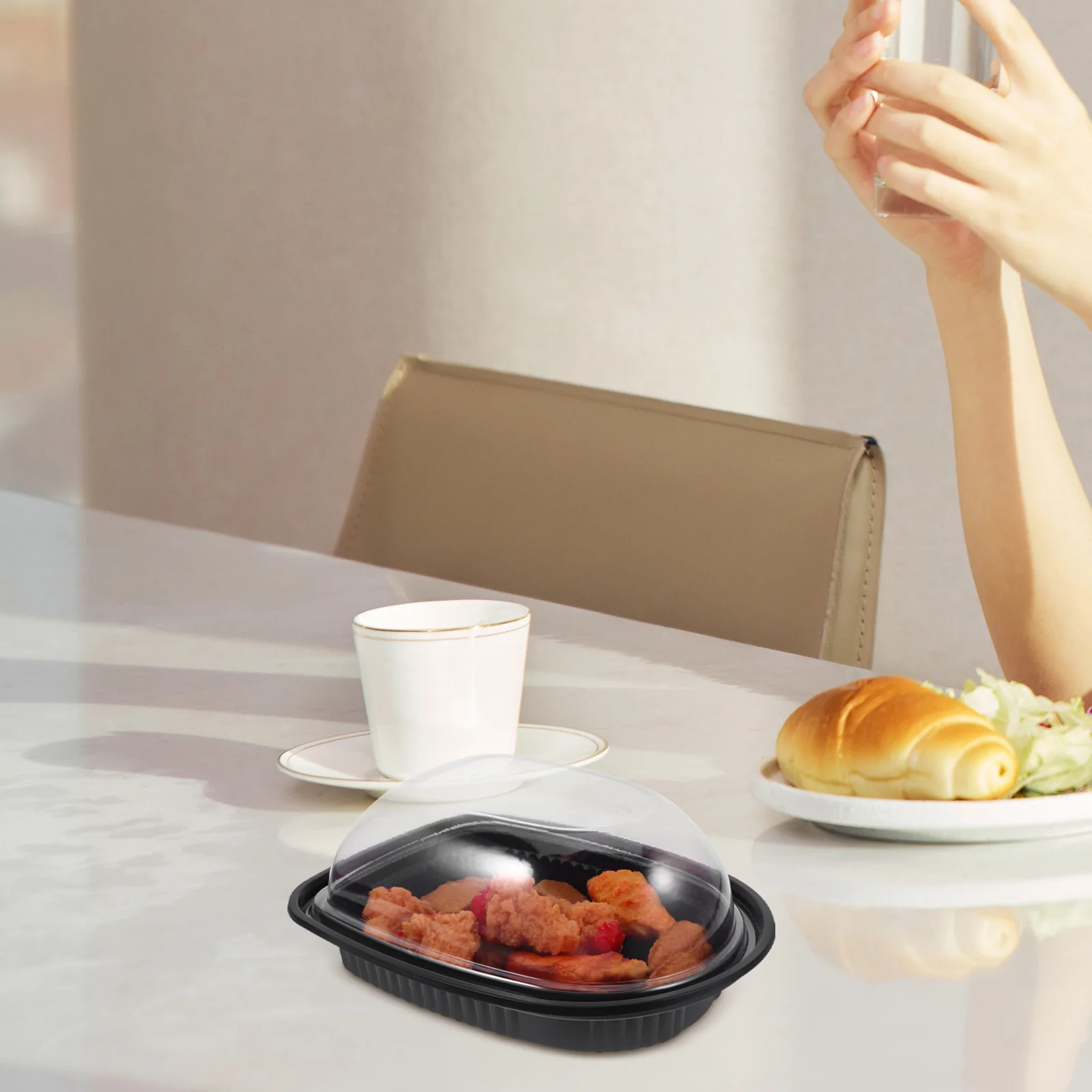 

6Pcs Transparent Plastic Roasting Chicken Boxes Sealed Food Container Clear Lid Party Take Home Food Box