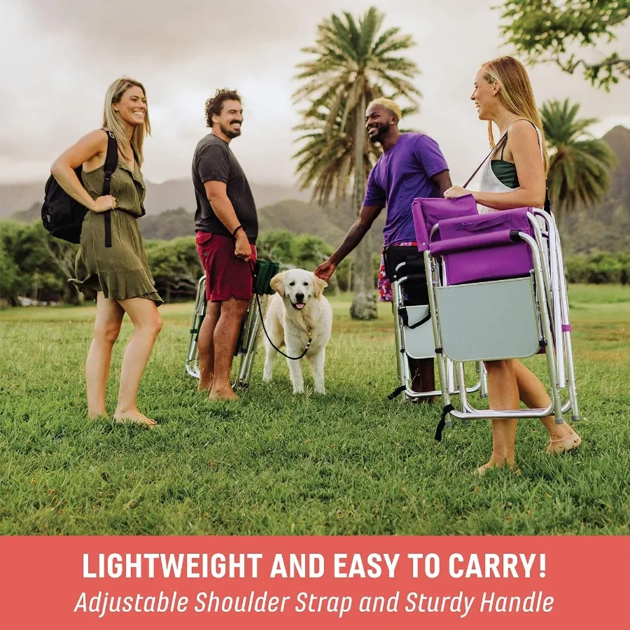 كرسي رياضي مع طاولة جانبية كراسي تخييم مبطنة قابلة للطي للاستخدام الخارجي مع كوب ولوحة ملحقات لرياضات الشاطئ في الحديقة