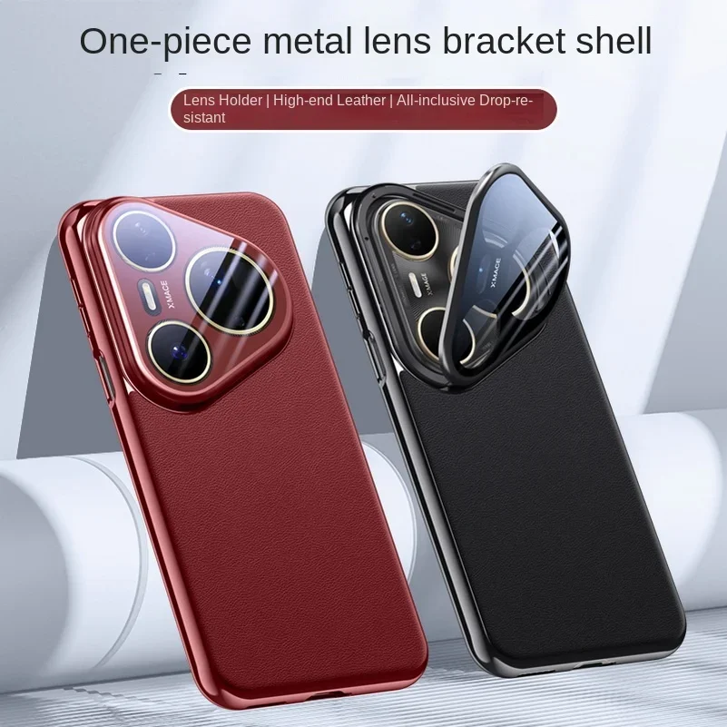 حامل كاميرا معدني جلد عادي يحمي حافظة هاتف لهاتف هواوي بورا 80 الترا بورا 80 برو + بورا 80 برو غطاء خلفي رفيع فاخر