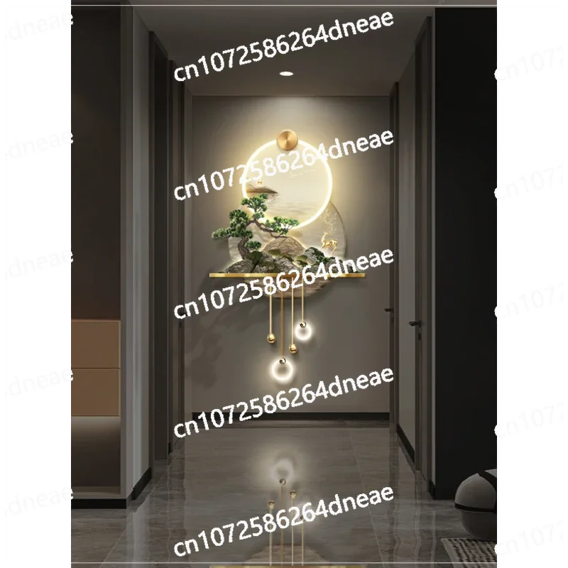 Illuminated decorative painting at the entrance, light luxury, three-dimensional relief, corridor end, LED wall lamp painting, n