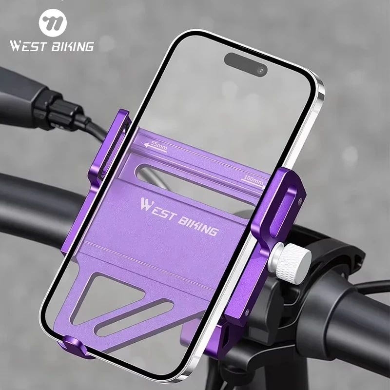 WEST BIKING Foldable Bike Phone Holder Aluminum Alloy Mechanical Lock Anti‑Slip Shockproof 360 Rotatable Adjustable Phone Mount