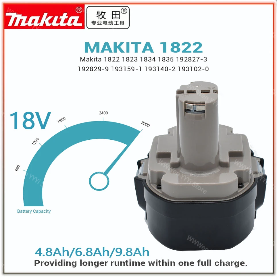 

Новый аккумулятор Makita 18 в PA18 9800 Ач 4800 мАч 1822 мАч Ni-MH сменный аккумулятор Makita 1823 1833 1834 1835 1835F 192828-1 192829-9