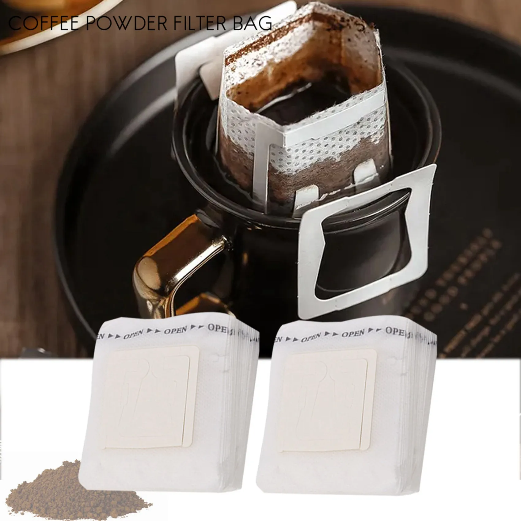 ポータブルコーヒーパウダーペーパーフィルター、ドリップハンギングイヤーバッグフィルター、200個