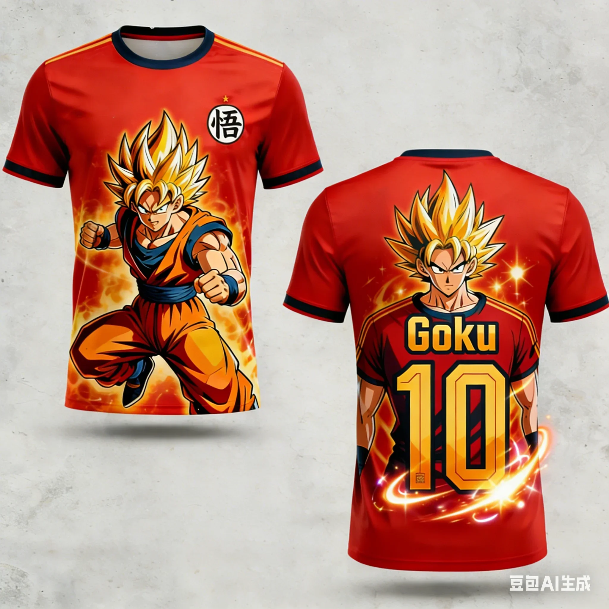 Goku Dragon Ball Fußballtrikot, Herren Damen Kinder Casual Anime Streetwear Fan T-Shirt Sommer Schnelltrocknendes Sport-T-Shirt – Detail 5
