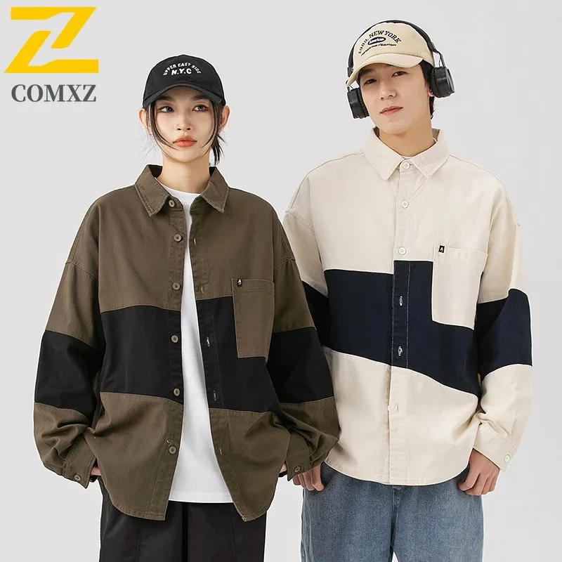 

COMXZ Neutral Jacket New Splicing Turn Down Collar Outdoor Climbing Lightweight Coat Luxurious Travel Windproof Autumn Coats