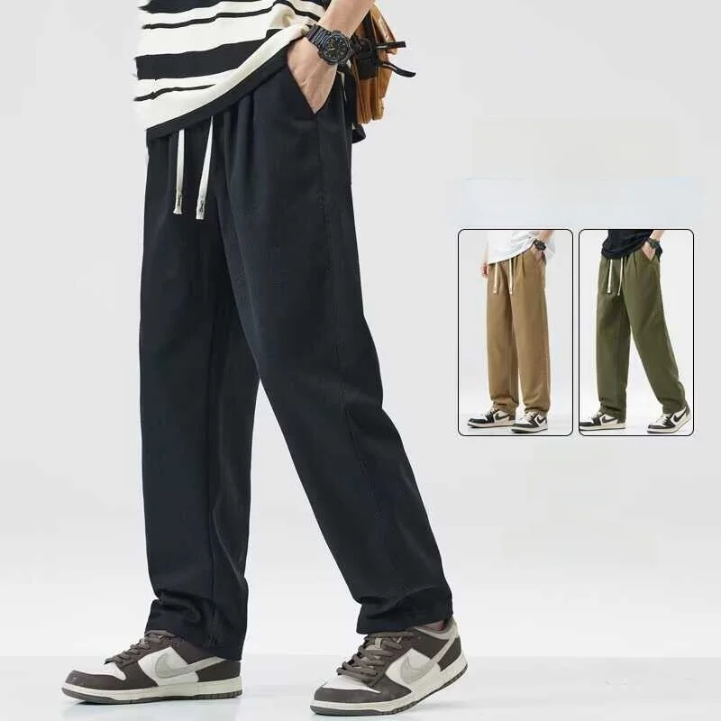 Men's Workwear Pants Thickened Straight Leg Construction Site Autumn Winter Wear Resistant Casual Trousers for Labor Protection