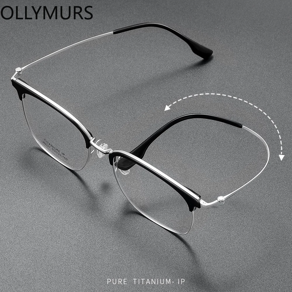 

Очки для чтения Ollymurs (L) мужские, большие, квадратные, из чистого титана, ультралегкие, с защитой от синего света, для коррекции близорукости, по рецепту