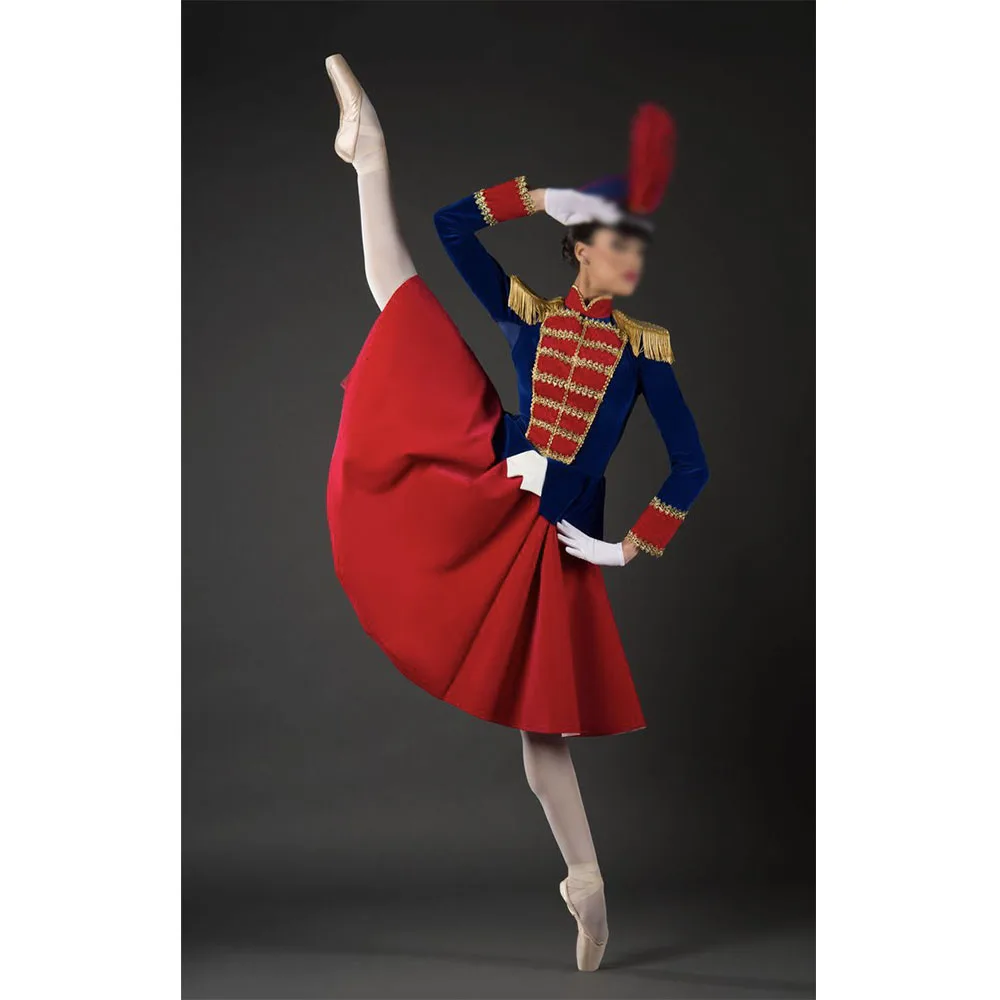 Schiaccianoci Royal Blue Red Troops Ballet Tutu Dress, donna Ballet Performance Uniform manica lunga