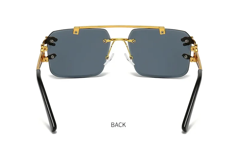 Occhiali da sole senza montatura leopardati in metallo moda Doppi ponti Sfumature di pellicola oceanica sfumate UV400