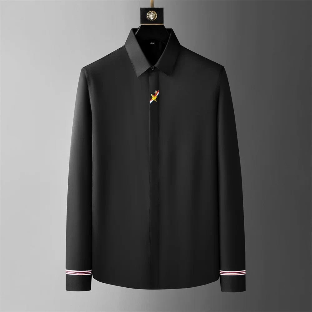 Luxurious Simple Printed Shirt Men's Long-sleeved Slim Casual Shirt High Quality Fashion Advanced Korean Men's Clothing