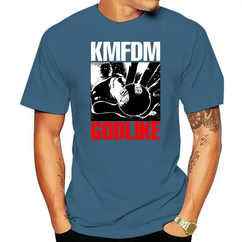 Men t-shirts Cotton Tops Tee  Fashion The New KMFDM Men's Godlike Slim Fit T-shirt Black 3D T Shirt  clothing  graphic t shirts